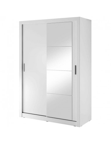 Armoire en bois clair, avec 2 portes coulissantes et miroir Arti 04, Blanc Mat, L150xP60xH215 cm votre