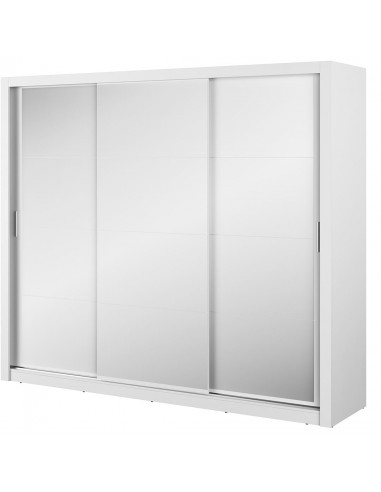 Armoire en bois clair avec 3 portes coulissantes et miroir Idea 01 Triple, Blanc Mat, L250xP60xH215 cm vente chaude votre 