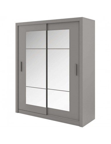 Armoire en bois clair avec 2 portes coulissantes et miroir Idea 02 Carré, Gris Mat, L180xP60xH215 cm pas cher chine