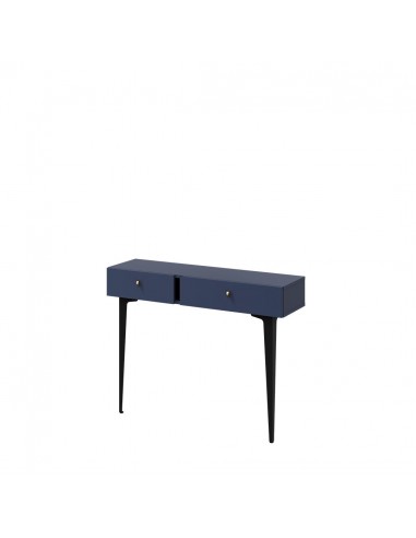 Console en bois clair avec 2 tiroirs, Coloris CS 07, Bleu Marine mat / Noir, L105xl30xH80 cm Paris Déstockage Promo