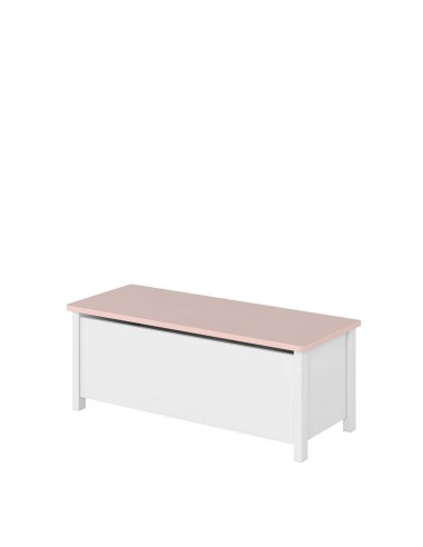 Boîte de rangement en bois, pour enfants et jeunes Luna 10, Blanc / Rose, L99xW42xH39 cm Pour